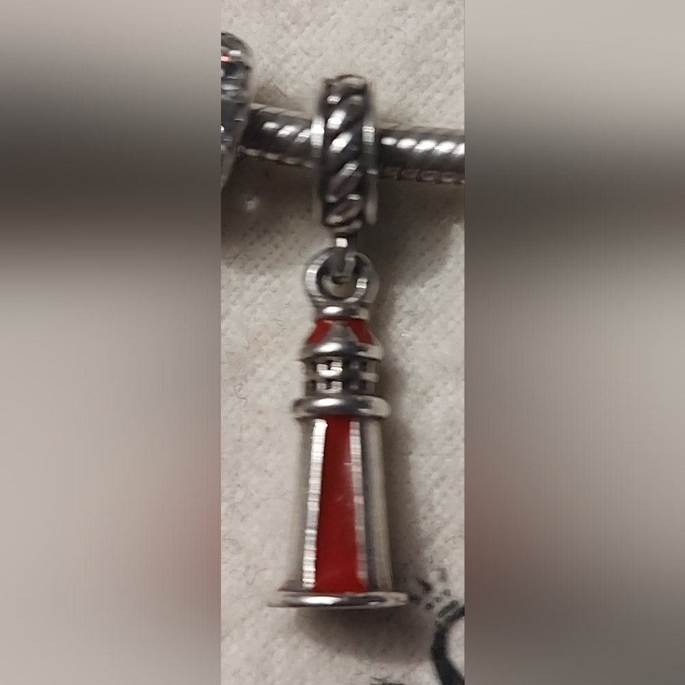 Pandora Silver and Red Lighthouse Charm